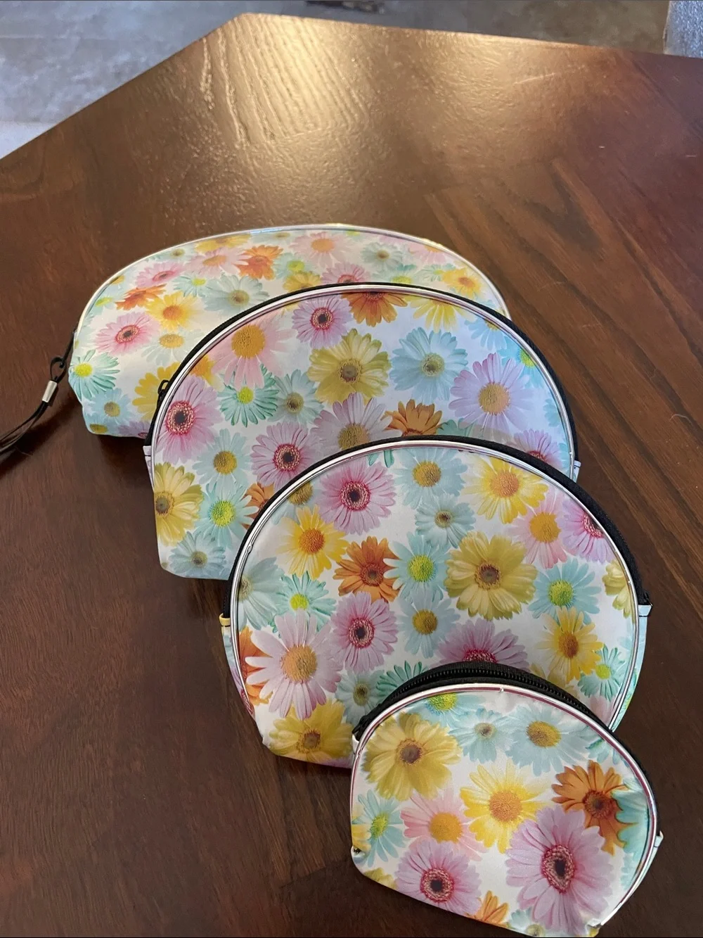 Floral Daisy Cosmetic Pouch Set - Pastel Multi